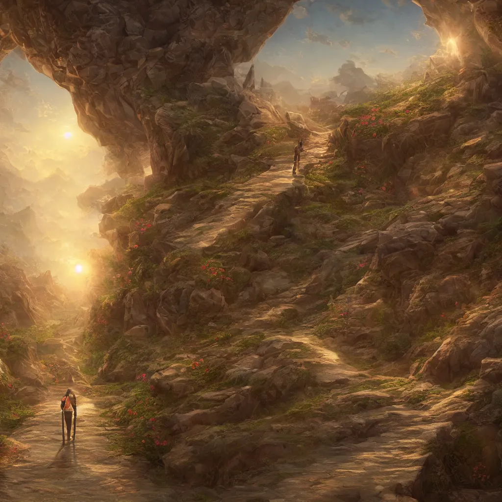 Prompt: a beautiful painting of a journey of a thousand miles begins with a single step, it is necessary to take the first step to reach your goal, highly detailed, 8 k resolution, trending on artstation