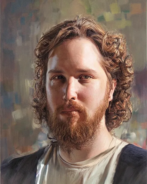 Prompt: a portrait of jim james age 2 5 by donato giancola