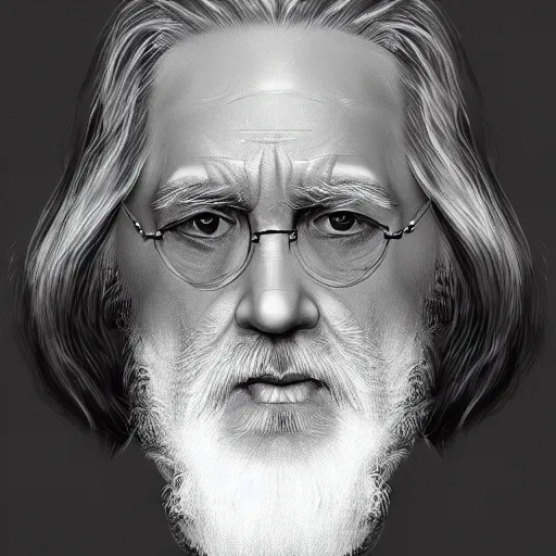 Image similar to dumbledore with elvis presley hair, trending on artstation, hyperrealistic, ultra detailed