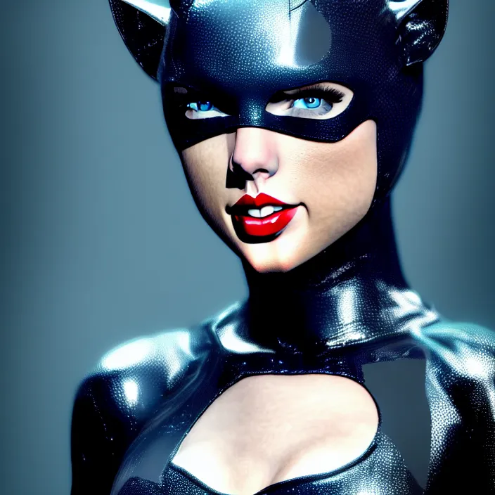 Prompt: portrait of taylor swift as catwoman. photograph. hd, 4 k. intricate artwork. by tooth wu, wlop, beeple, dan mumford. octane render, trending on artstation, greg rutkowski very coherent symmetrical artwork. cinematic, hyper realism, high detail, octane render, 8 k, iridescent accents.