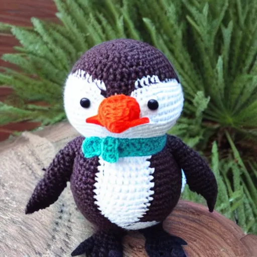 Image similar to crocheted penguin doll,