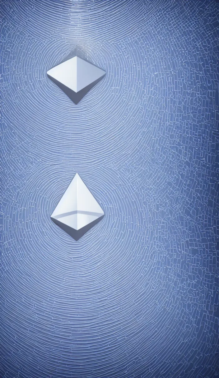 Image similar to ethereum logo in a 3 d room abstract background, hyper realistic, cg render, octane render, unreal engine, dramatic lighting