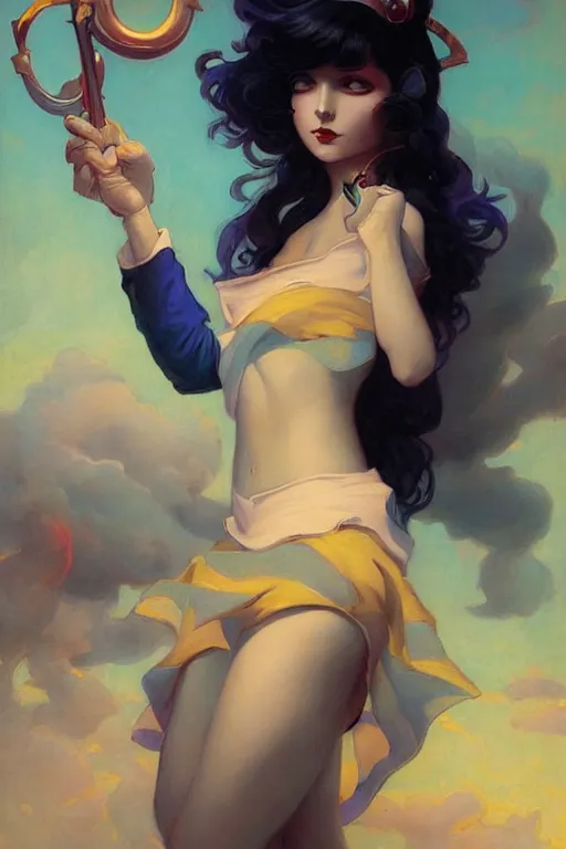 Image similar to Sailor Saturne by Peter Mohrbacher in the style of Gaston Bussière, Art Nouveau