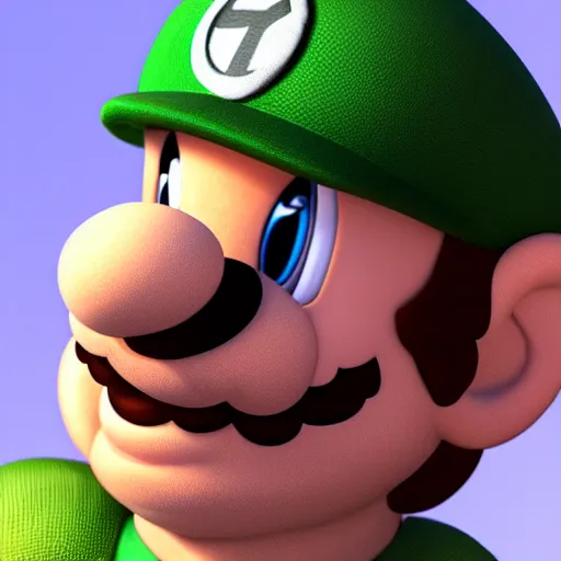 Image similar to realistic render of luigi from super mario smiling