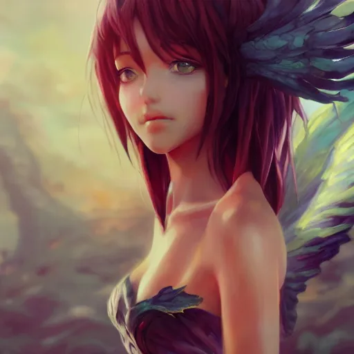 Prompt: an oil painting of a beautiful anime girl with demon wings, by artgerm and greg rutkowski, hd, hdr, ue 5, ue 6, unreal engine 5, cinematic 4 k wallpaper, 8 k, ultra detailed, high resolution, artstation, award winning