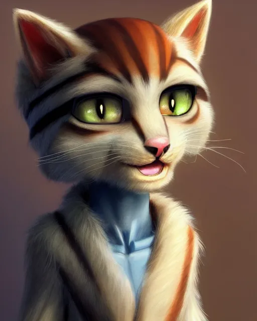 Image similar to character concept art of a young male anthropomorphic furry cat | | cute - fine - face, pretty face, key visual, realistic shaded perfect face, fine details by stanley artgerm lau, wlop, rossdraws, james jean, andrei riabovitchev, marc simonetti, and sakimichan, trending on artstation