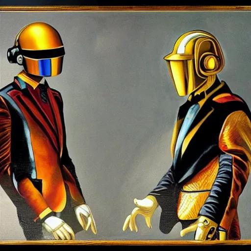 Prompt: Daft Punk as painted by Michaelangelo