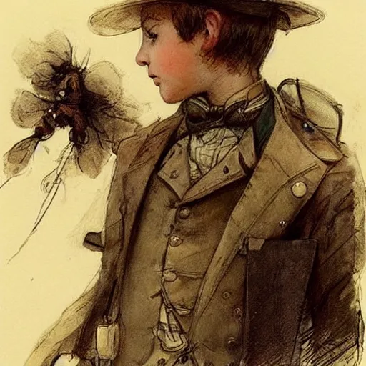 Image similar to (((((portrait of boy dressed as steampunk explorer . muted colors.))))) by Jean-Baptiste Monge !!!!!!!!!!!!!!!!!!!!!!!!!!!