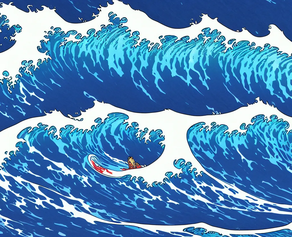 Prompt: banzai pipeline barrel ; ultra - realistic 3 d depth shading ; third reef pipeline by katsushika hokusai