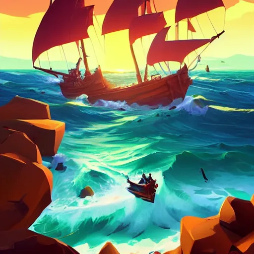 Image similar to painting treasure on sea of thieves game smooth median photoshop filter cutout vector, behance hd by jesper ejsing, by rhads, makoto shinkai and lois van baarle, ilya kuvshinov, rossdraws global illumination