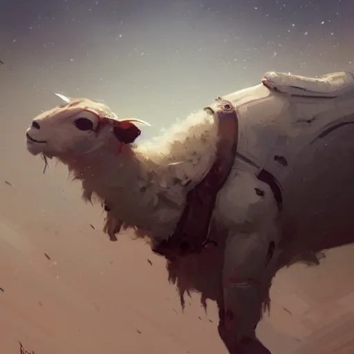 Prompt: 👨‍🚀🐏, digital Art, Greg rutkowski, Trending artstation,cinematographic