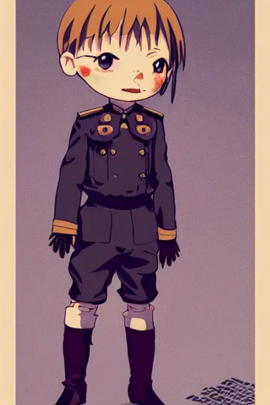 Prompt: beautiful little boy in nazi male uniform. made in abyss art style, sharps focus, pose, cute detailed artwork, anatomically correct, ilya kuvshinov, reflection, perfect composition, wallpaper mobile, digital art, detailed anime soft face, symmetrical face, western comic, illustration, realistic, smooth, lois van baarle, soft details, biomechanic