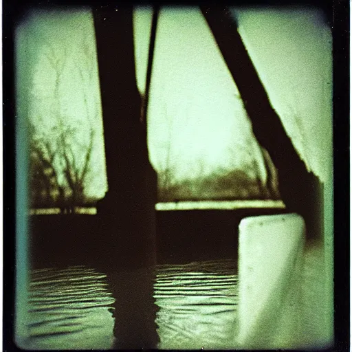 Image similar to jerma 9 8 5, dark, murky water, underwater, old polaroid, expired film,