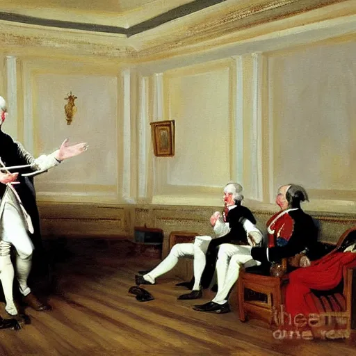 Prompt: george washington playing wii sports, oil painting, in the style of john singer sargent, detailed