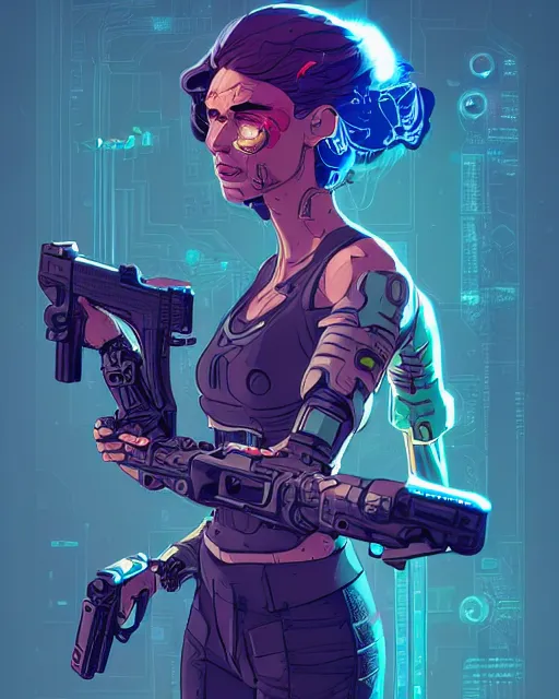 A cybernetic witch wielding two Glock pistols, bust | Stable Diffusion ...