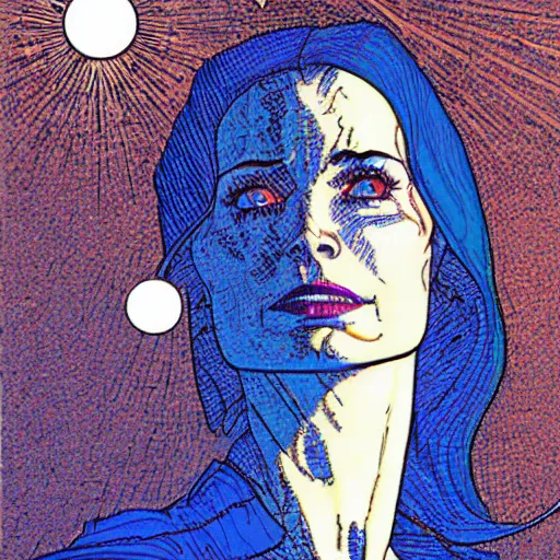 Image similar to winona ryder retro minimalist portrait moebius starwatcher comic by jean giraud, 8 k