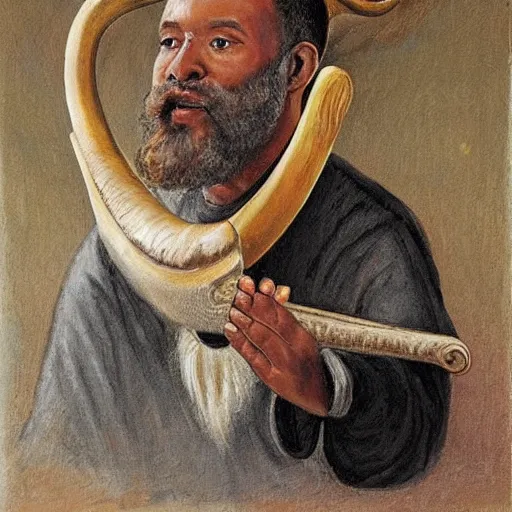 Image similar to a shofar, ram's horn