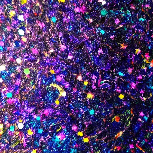 Prompt: Liminal space in outer space, glitter oil and paint macrophotography