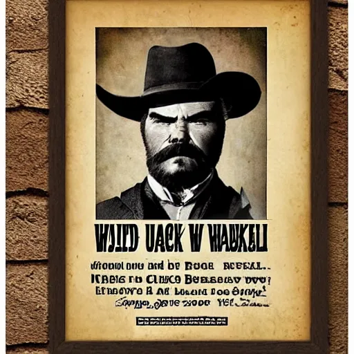 Prompt: jack black old west wanted poster, old vintage photo, 8 k