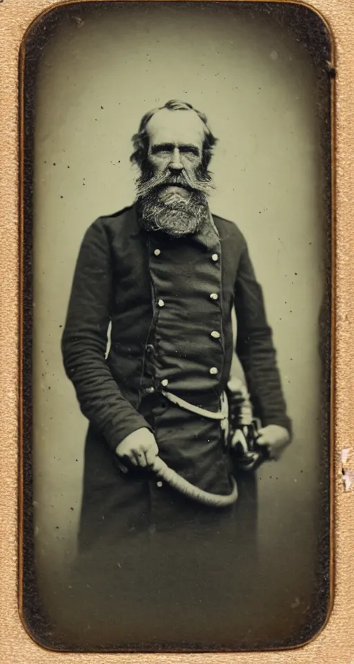 Prompt: a tin type photograph of a grizzled old sea captain