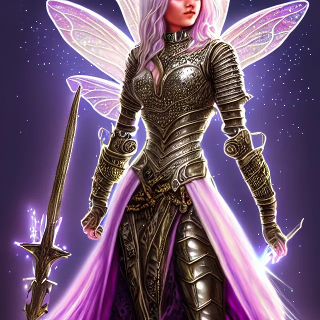 Image similar to fairy warrior queen in sparkling armour, highly detailed, 8 k, hdr, award - winning, trending on artstation, anne stokes, photorealistic