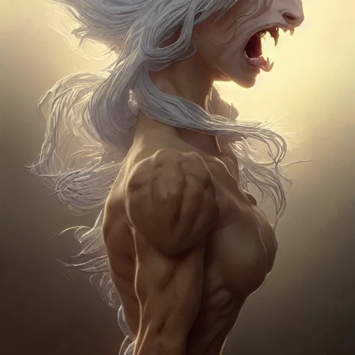 Image similar to a roaring and crying ghost, tall, silver skin, illustration, cinematic lighting, 8 k, d & d, frostbite 3 engine, dof, artstation, intricate, digital art, crepuscular ray, art by tsuyoshi nagano, greg rutkowski, artgerm, alphonse mucha