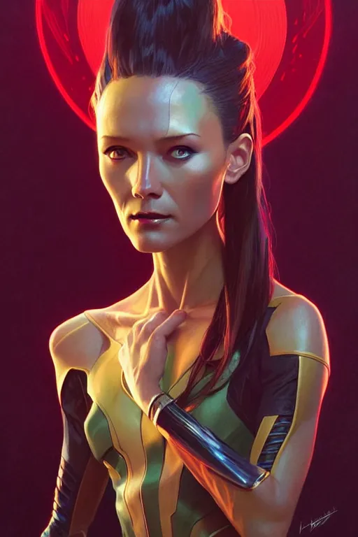 Image similar to a portrait of mantis from guardians of the galaxy, fantasy, sharp focus, intricate, elegant, digital painting, artstation, matte, highly detailed, concept art, illustration, ambient lighting, art by ilya kuvshinov, artgerm, alphonse mucha, and greg rutkowski