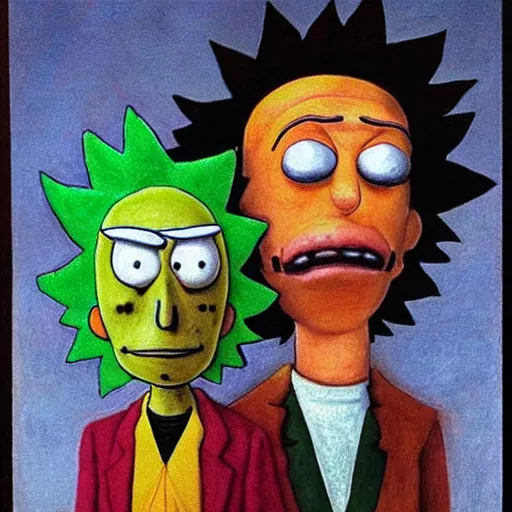 Prompt: a portrait of rick sanchez and morty smith from rick and morty by giuseppe arcimboldo