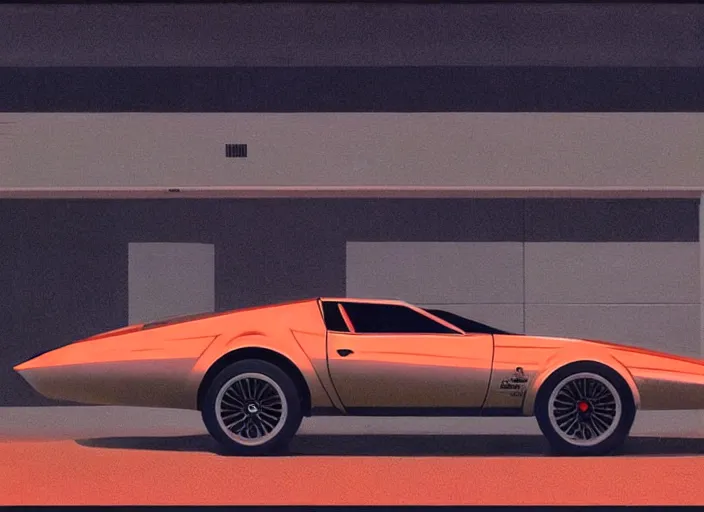 Image similar to syd mead concept art, raplh mcquarrie. kitt 1 9 8 2 pontiac trans am, mach 5 speed racer. style blade runner 2 0 4 9, retro, retro futurist. concept art by syd mead and star wars