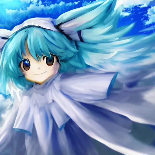 Prompt: Cirno from Touhou. 8k resolution gelbooru image