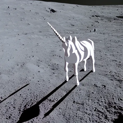 Prompt: photo of a unicorn on the moon