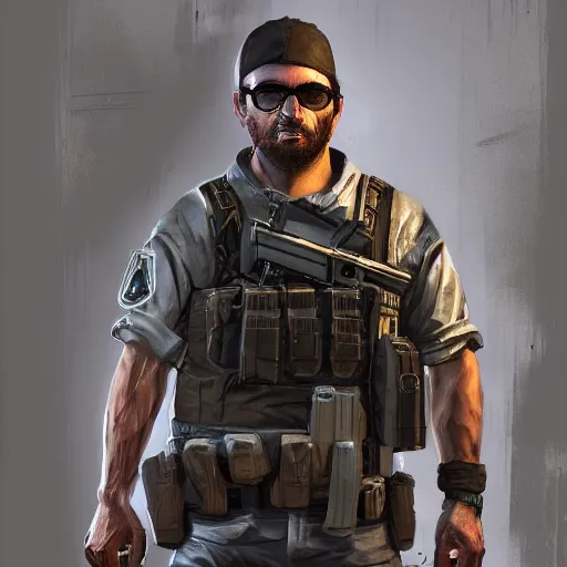 Prompt: Terrorist from Counter-Strike as a GTA character, by Cedric Peyravernay, highly detailed, hyperrealism, excellent composition, cinematic concept art, dramatic lighting, trending on ArtStation