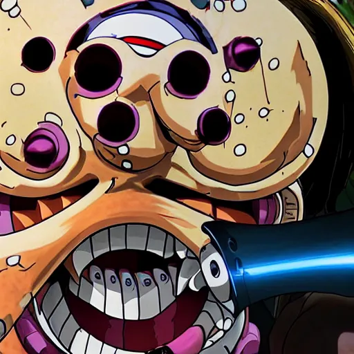 Image similar to a photo of one piece's franky the cyborg, hyper realistic face, cinematic, long shot, hyper detailed, 8 k resolution, sharp lends, wide lens