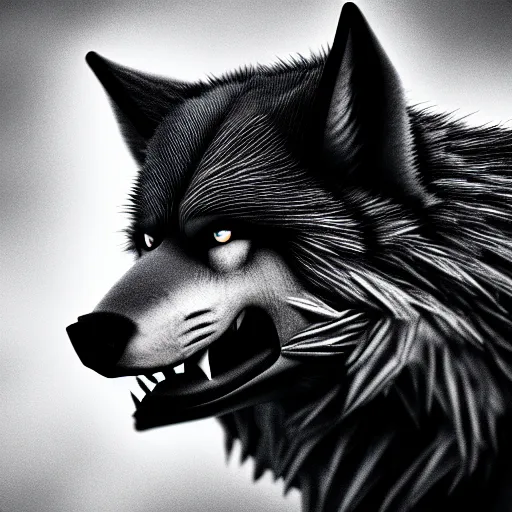 Prompt: old black and white photo of a werewolf, highly detailed, 4 k, upscaled