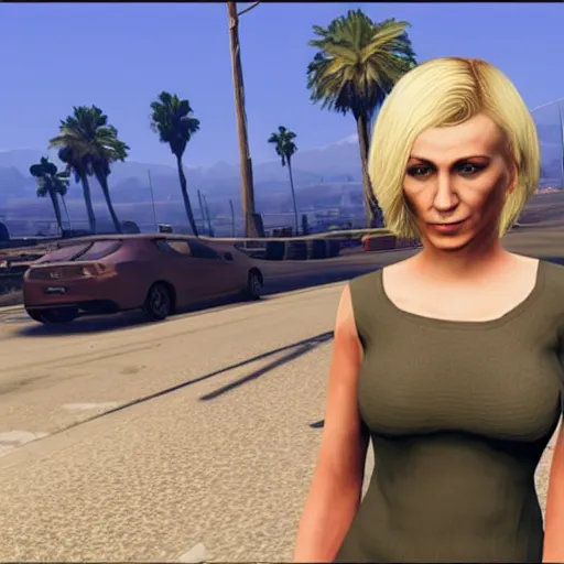 Image similar to a blonde woman with short hair in gta v