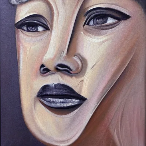 Prompt: a face made by super fine lines, abstract oil painting