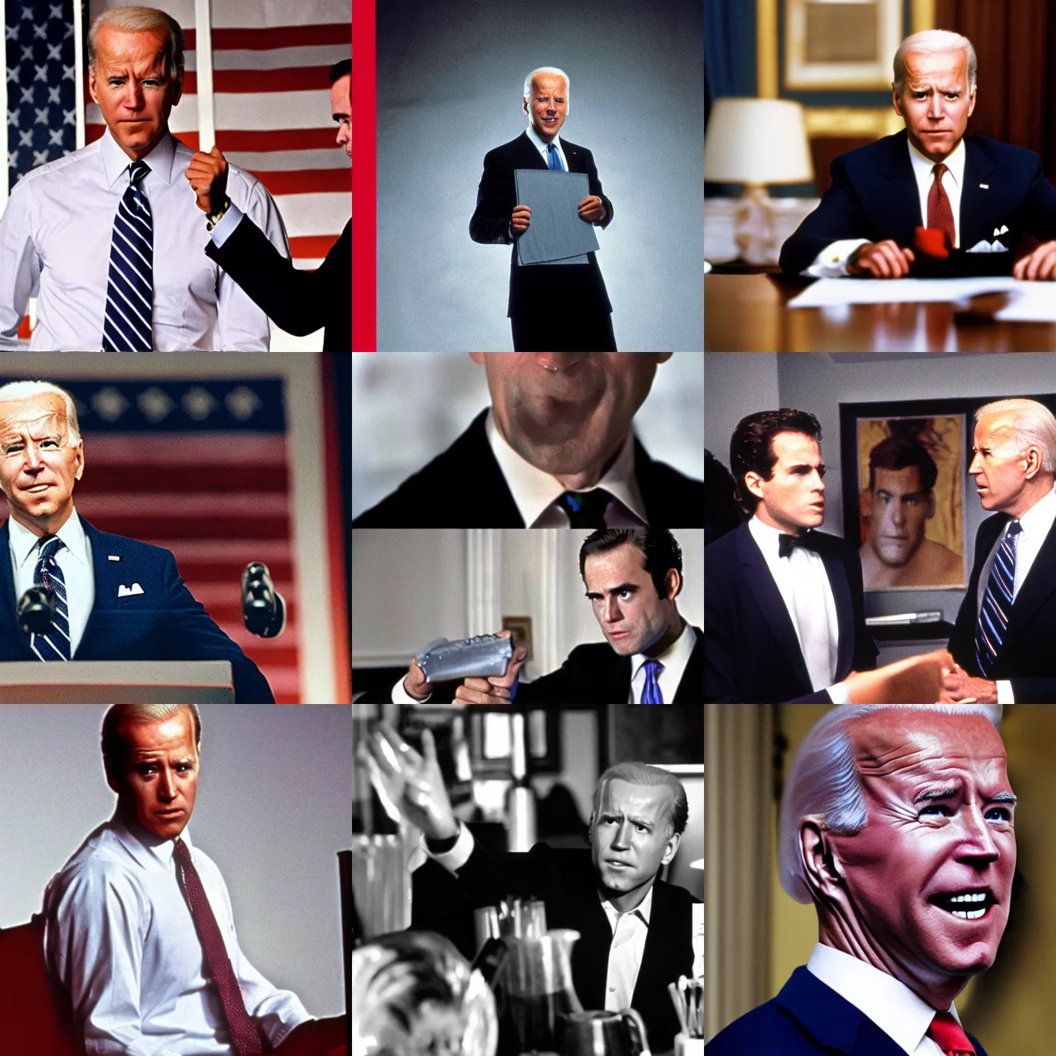 Prompt: Joe Biden in American Psycho, he really likes Huey Lewis