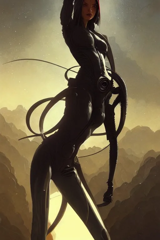 Image similar to alien superstar aeon flux profile picture by Greg Rutkowski, dynamic pose, matte painting, intricate, fantasy concept art, elegant, by Stanley Artgerm Lau, WLOP, golden ratio, thomas kindkade, alphonse mucha, loish, norman Rockwell,