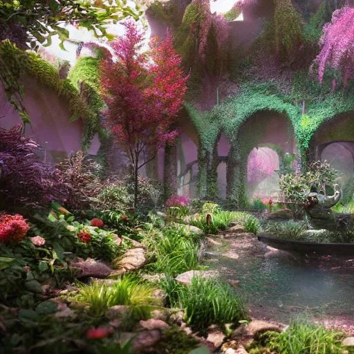 Image similar to ,inside a magical ethereal garden, highly detailed, 4k, HDR, award-winning, artstation, octane render