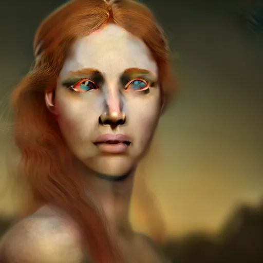 Image similar to photographic portrait of a stunningly beautiful english renaissance female in soft dreamy light at sunset, beside the river, soft focus, contemporary fashion shoot, in a denis villeneuve and tim burton movie, by edward robert hughes, annie leibovitz and steve mccurry, david lazar, jimmy nelsson, extremely detailed, breathtaking, hyperrealistic, perfect face, octane render