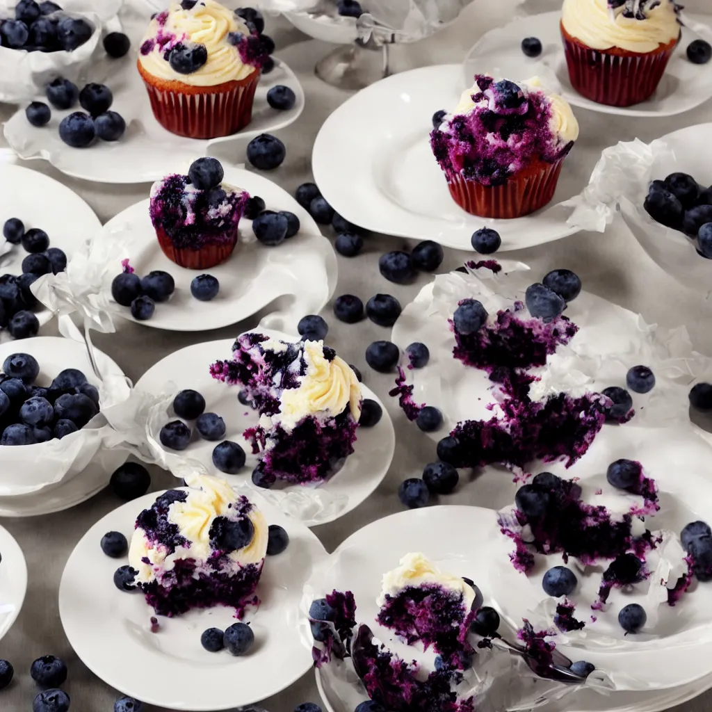 Prompt: blueberry cupcake fine dining