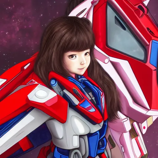 Prompt: Portrait of Aya Nakamura with her red gundam in the background, hyper detailed art, 4k