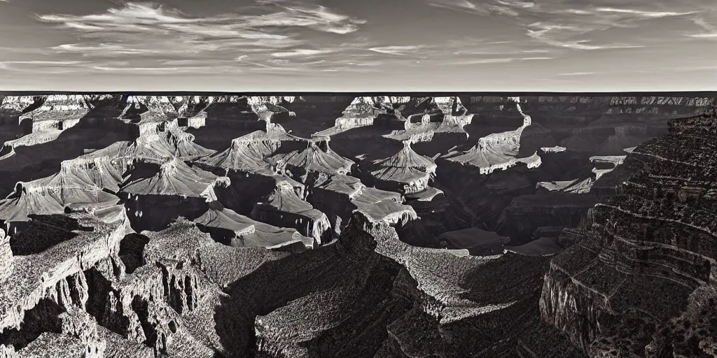 Image similar to the sun setting on the Grand Canyon by ansel adams, award winning