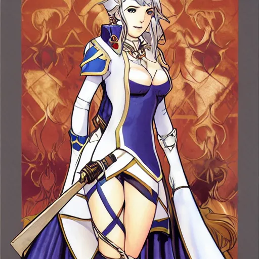 Prompt: Fire Emblem Character Portrait by Adam Hughes