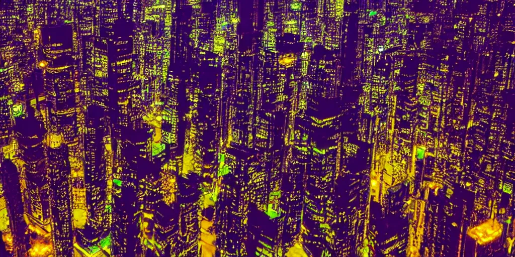 Prompt: endless forest of high buildings, with neon nights, gaint black moon, cyberpunk, wide, highly detailed, 8 k, by andrew tarkovsky