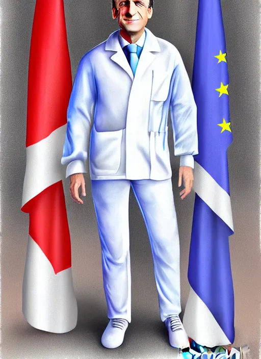 Prompt: french president emmanuel macron dressed as a surgeon, digital art