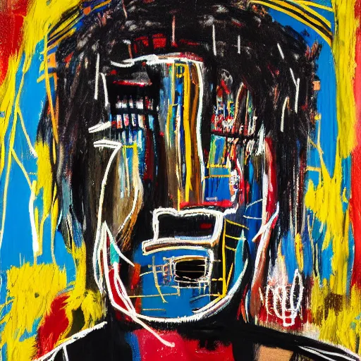 Image similar to A extremely highly detailed majestic hi-res beautiful immaculate head and shoulders painting of a strong black african man by Jean-Michel Basquiat, 8k, high textures, hyper sharp, insanely detailed and intricate, super detailed, 4k HDR high quality