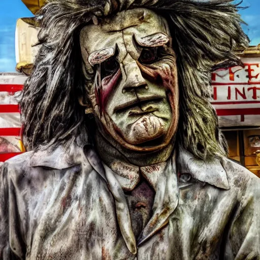 Image similar to parade float for leatherface, realistic photography, high detailed