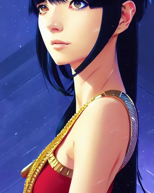 Image similar to portrait of cleopatra | | very very anime!!!, fine - face, audrey plaza, realistic shaded perfect face, fine details. anime. realistic shaded beautiful lighting poster by ilya kuvshinov katsuhiro otomo ghost - in - the - shell, magali villeneuve, artgerm, jeremy lipkin and michael garmash and rob rey