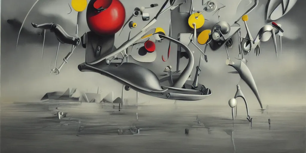 Image similar to a beautiful painting of robot by yves tanguy, trending on artstation